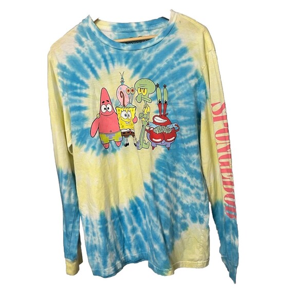 Nickelodeon Men's Size M SpongeBob SquarePants Long Sleeve Tie Dye T-Shirt - Picture 1 of 9